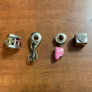 Four Sterling Silver Charms - Troll Bead, Chamilia, and Two Halia
